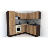 Bucatarie de Colt GENA NEW 7 DR. 180-210, Cu Corp de Cuptor, Wenge / Decor K365